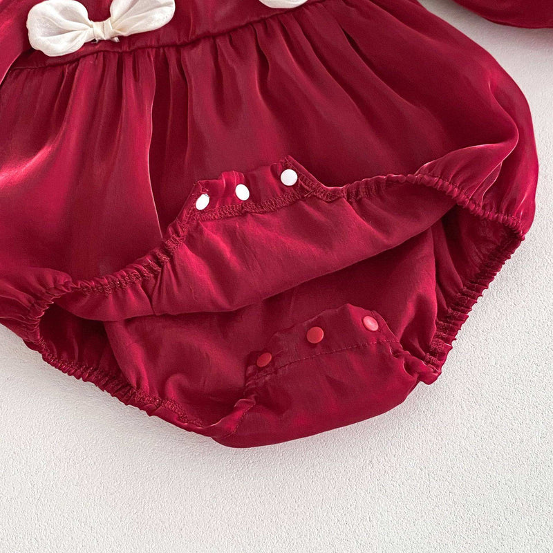 Girls Long Sleeves Square Ruffle Neck in red, showcasing high-quality materials for comfort and durability.