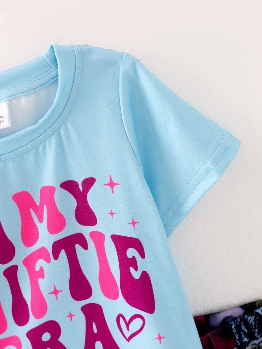 Rylee Faith Designs Girls Milk Silk Blue Printed Outfit Set For Toddlers - Everetts Place Boutique - 