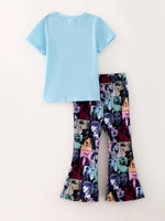 Rylee Faith Designs Girls Milk Silk Blue Printed Outfit Set For Toddlers - Everetts Place Boutique - 