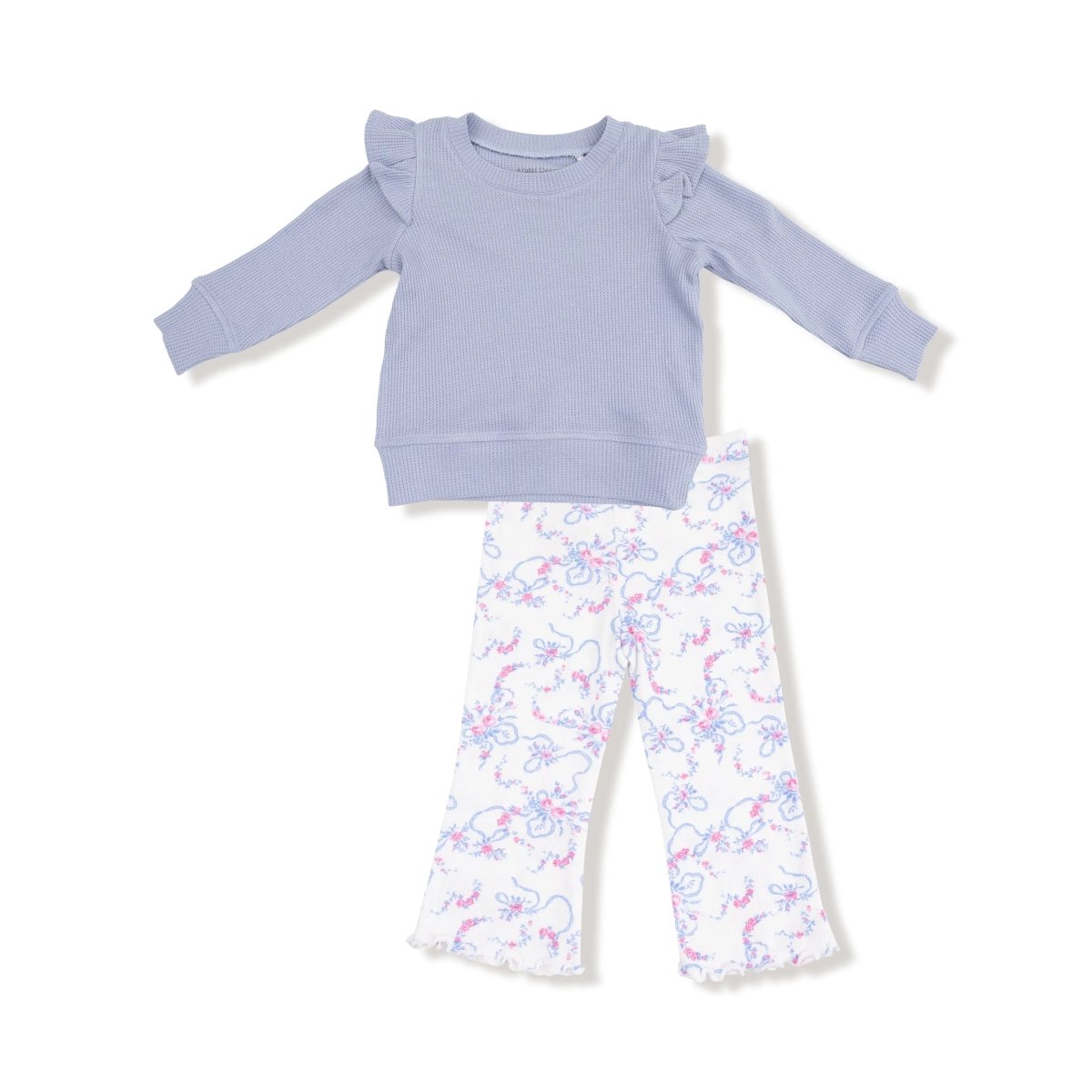 Angel Dear Girls Outfit - Ruffle Shoulder Shirt And Flare Pant Set Outfit - Everetts Place Boutique - 