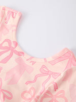 Rylee Faith Designs Girls Pink Bow Print Long Sleeve Jumpsuit - 