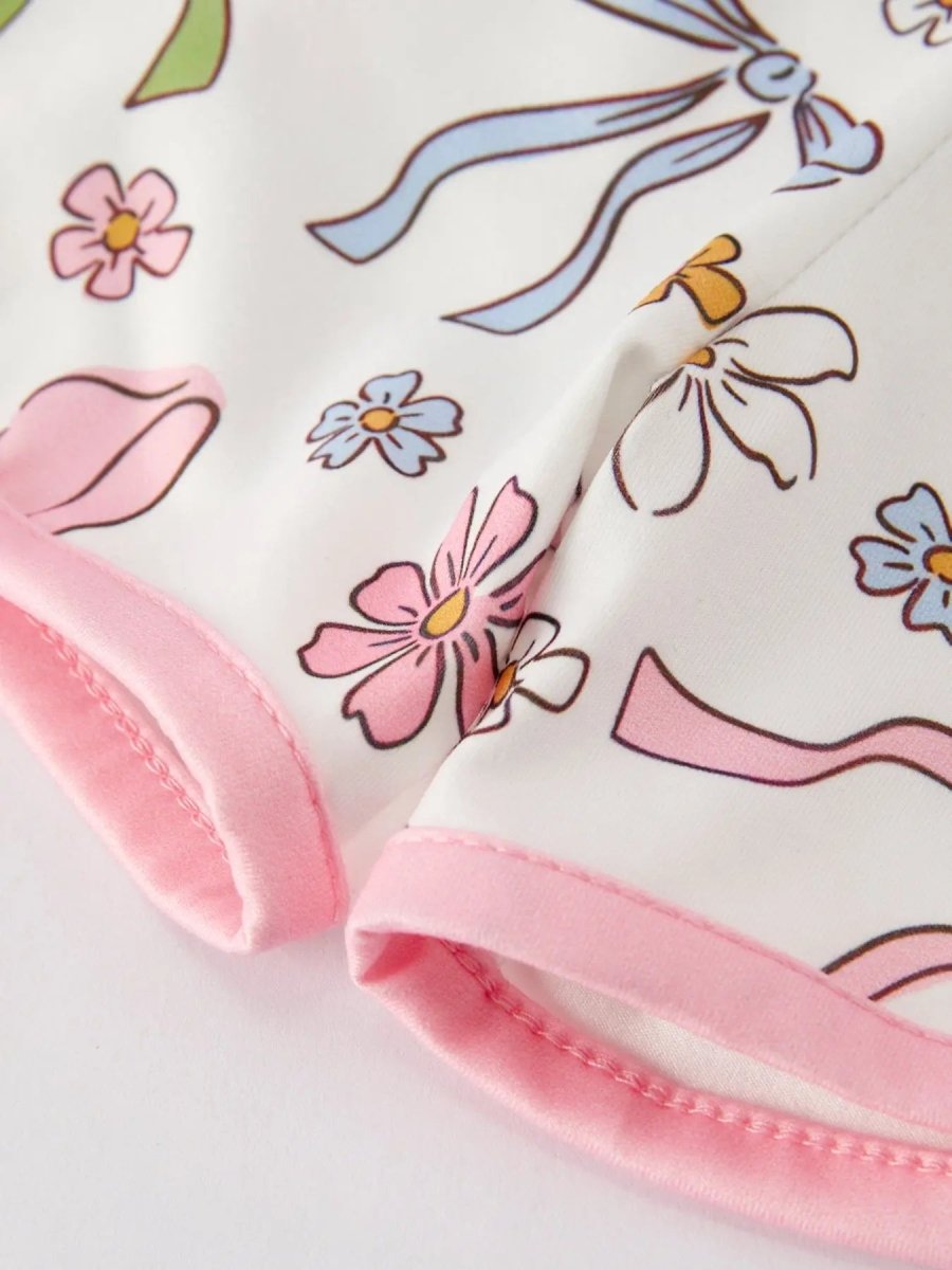 Rylee Faith Designs Girls Pink Bow Sleeveless Vest Top and Shorts Set - 