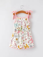 Rylee Faith Designs Girls Pink Bow Suspender Jumpsuit for Kids - 