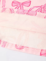 Rylee Faith Designs Girls Pink Dress with Bow Pattern - Cute Short Sleeve Outfit - 