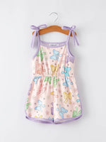 Rylee Faith Designs Girls Purple Bow Suspender Jumpsuit - Everetts Place Boutique - 