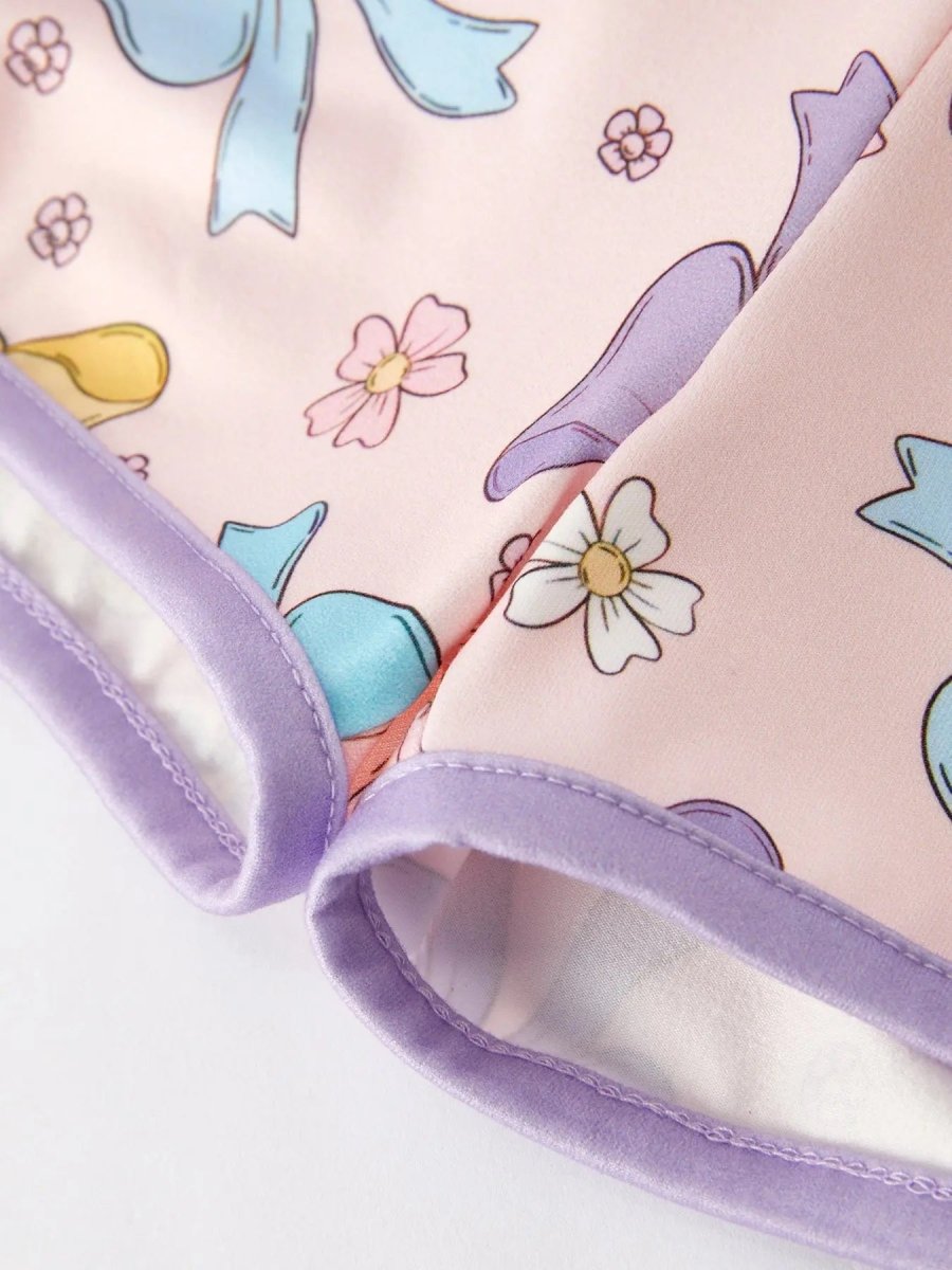 Rylee Faith Designs Girls Purple Bow Suspender Jumpsuit - Everetts Place Boutique - 