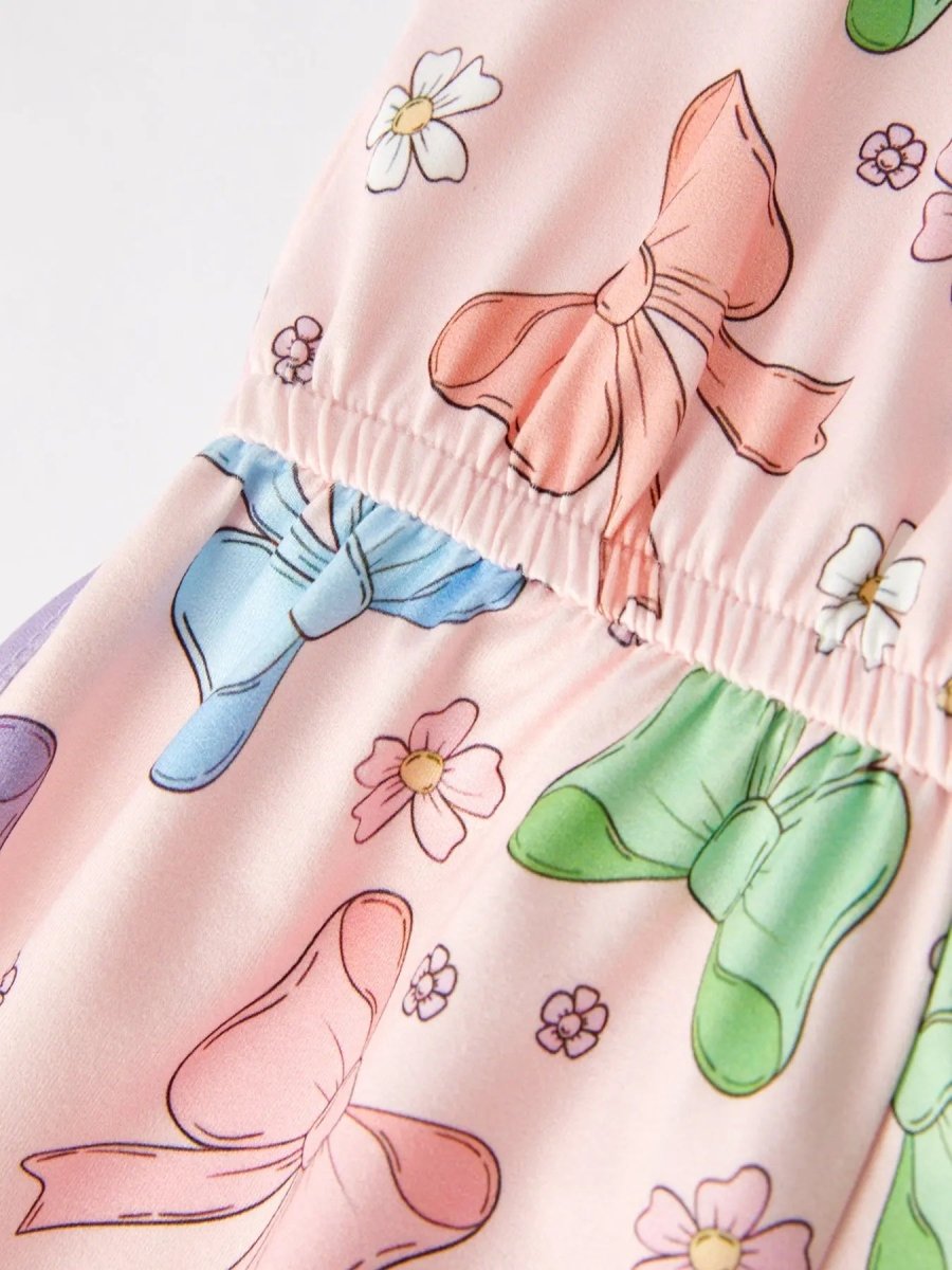 Rylee Faith Designs Girls Purple Bow Suspender Jumpsuit - Everetts Place Boutique - 