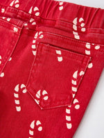 Rylee Faith Designs Girls Red Christmas Themed Denim Jeans Holiday Style - Everetts Place Boutique - 
