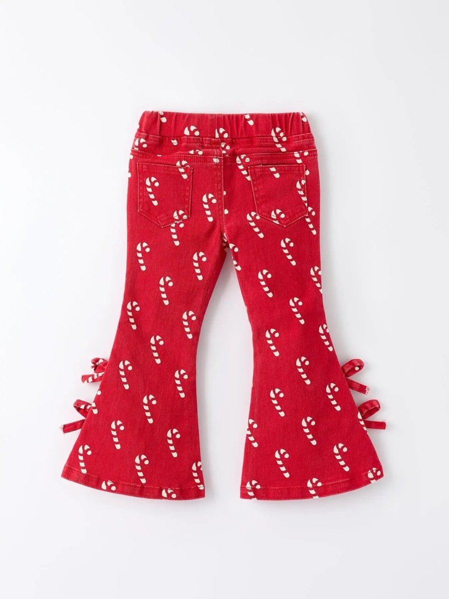 Rylee Faith Designs Girls Red Christmas Themed Denim Jeans Holiday Style - Everetts Place Boutique - 