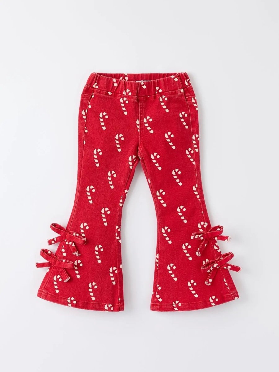 Rylee Faith Designs Girls Red Christmas Themed Denim Jeans Holiday Style - Everetts Place Boutique - 