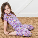 Bestaroo Girls Short Sleeve Bamboo Pajama Set With Girl Power Print Sleepwear - 