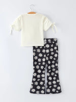 Rylee Faith Designs Girls' Spring Daisy Set Ruched Tie Sleeve - 