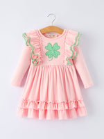 Rylee Faith Designs Girls St. Patrick’s Day Shamrock Applique Ruffle Girls Dress - 