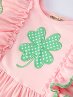 Rylee Faith Designs Girls St. Patrick’s Day Shamrock Applique Ruffle Girls Dress - 
