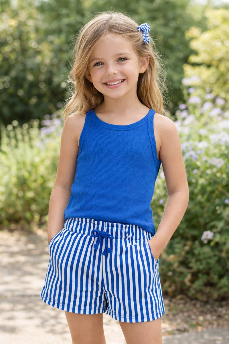 Cutie Patootie Clothing Girls Stripe Short Set With Matching Scrunchie 100 Cotton GKSS - Y26 - 38185Everetts Place