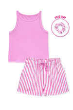 Cutie Patootie Clothing Girls Stripe Short Set With Matching Scrunchie 100 Cotton GKSS - Y26 - 38185Everetts Place