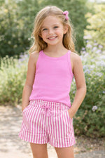 Cutie Patootie Clothing Girls Stripe Short Set With Matching Scrunchie 100 Cotton GKSS - Y26 - 38185Everetts Place