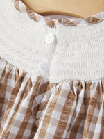 Rylee Faith Designs Girls Thanksgiving Turkey Smocking Embroidered Brown Plaid Dress - 