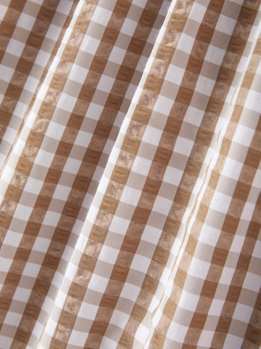 Rylee Faith Designs Girls Thanksgiving Turkey Smocking Embroidered Brown Plaid Dress - 