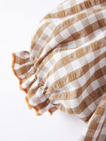 Rylee Faith Designs Girls Thanksgiving Turkey Smocking Embroidered Brown Plaid Dress - 