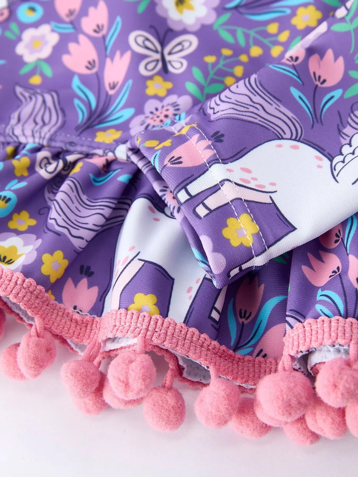 Rylee Faith Designs Girls Unicorn Long Sleeve Ruffle Swimsuit Set - 
