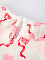 Rylee Faith Designs Girls Valentine Dress with Heart Embroidery and Bowknot Design - 