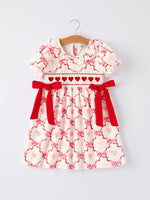 Rylee Faith Designs Girls Valentine Dress with Heart Embroidery and Bowknot Design - 