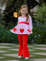 Rylee Faith Designs Girls Valentine's Day Heart Applique Plaid Outfits Set - 