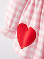 Rylee Faith Designs Girls Valentine's Day Heart Applique Plaid Outfits Set - 