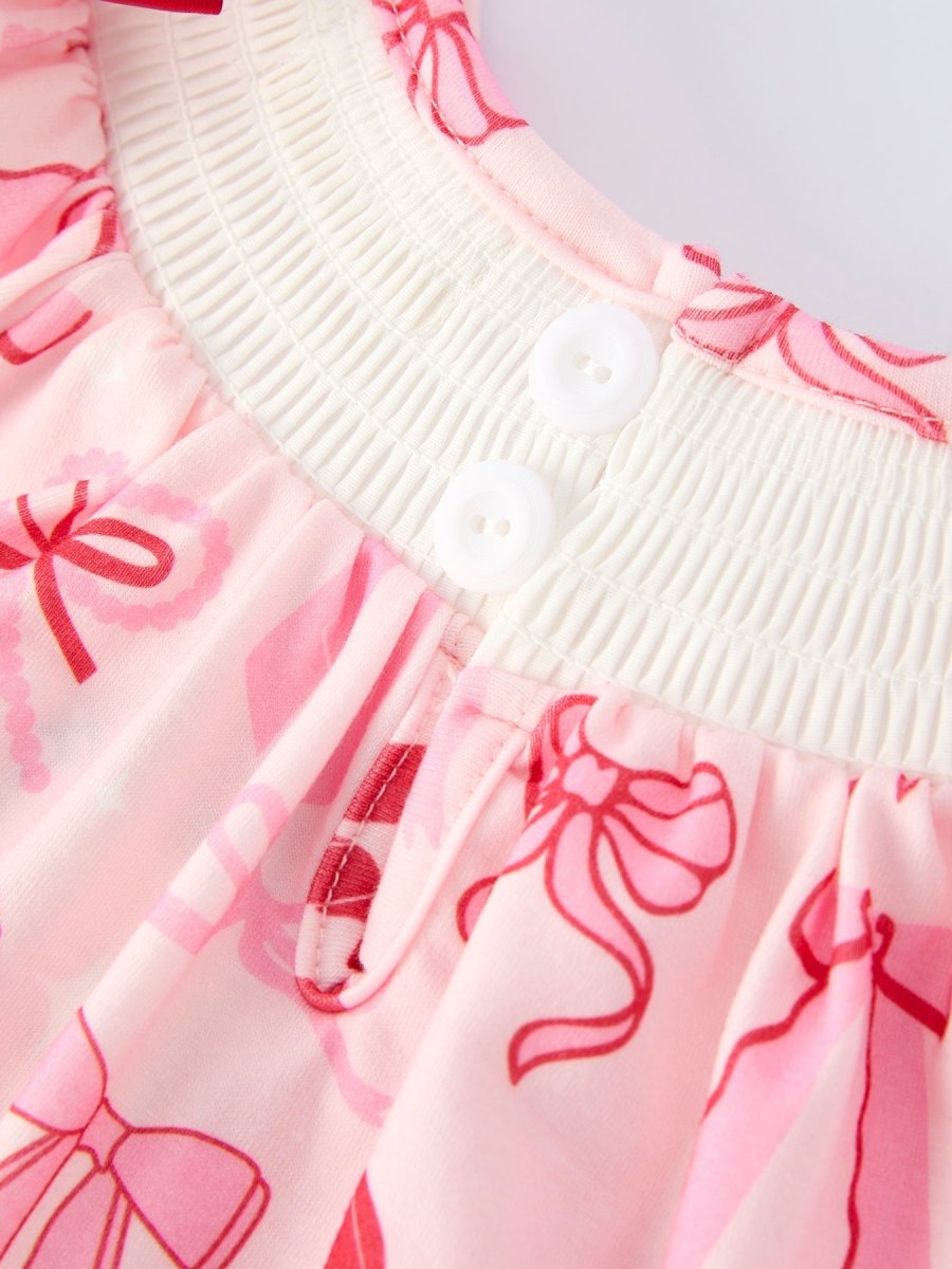 Rylee Faith Designs Girls' Valentine's Day Heart Bow Embroidered Baby Romper - 