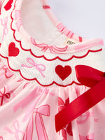 Rylee Faith Designs Girls' Valentine's Day Heart Bow Embroidered Dress - 