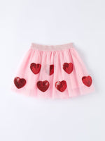 Rylee Faith Designs Girls' Valentine's Day Skirt with Sequined Heart Appliques - 