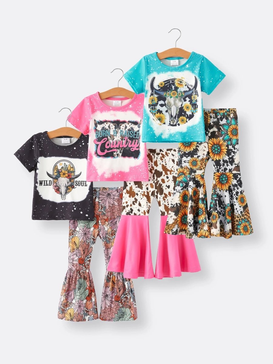 Rylee Faith Designs Girls Western Flora Leopard Print Six Piece Set Outfit - Everetts Place Boutique - 