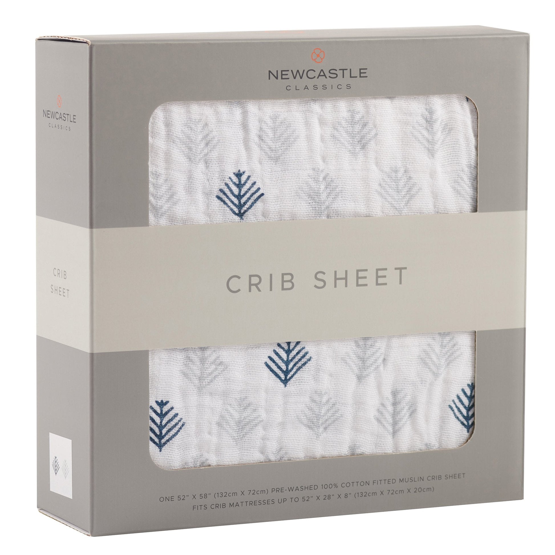 Glacier Branch Cotton Muslin Crib Sheet for Standard Mattresses 28x52 Inches Newcastle Classics