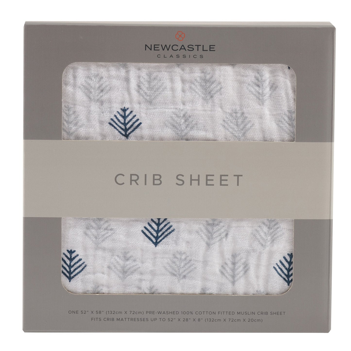 Glacier Branch Cotton Muslin Crib Sheet for Standard Mattresses 28x52 Inches Newcastle Classics