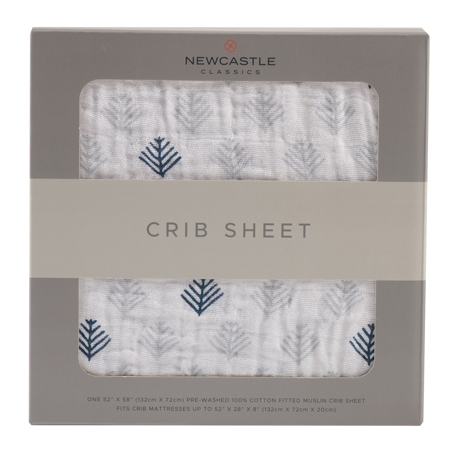 Newcastle Classics Glacier Branch Cotton Muslin Crib Sheet for Standard Mattresses 28x52 Inches - Furniture > Baby & Toddler Furniture > Crib & Toddler Bed Accessories Cotton Crib Sheet