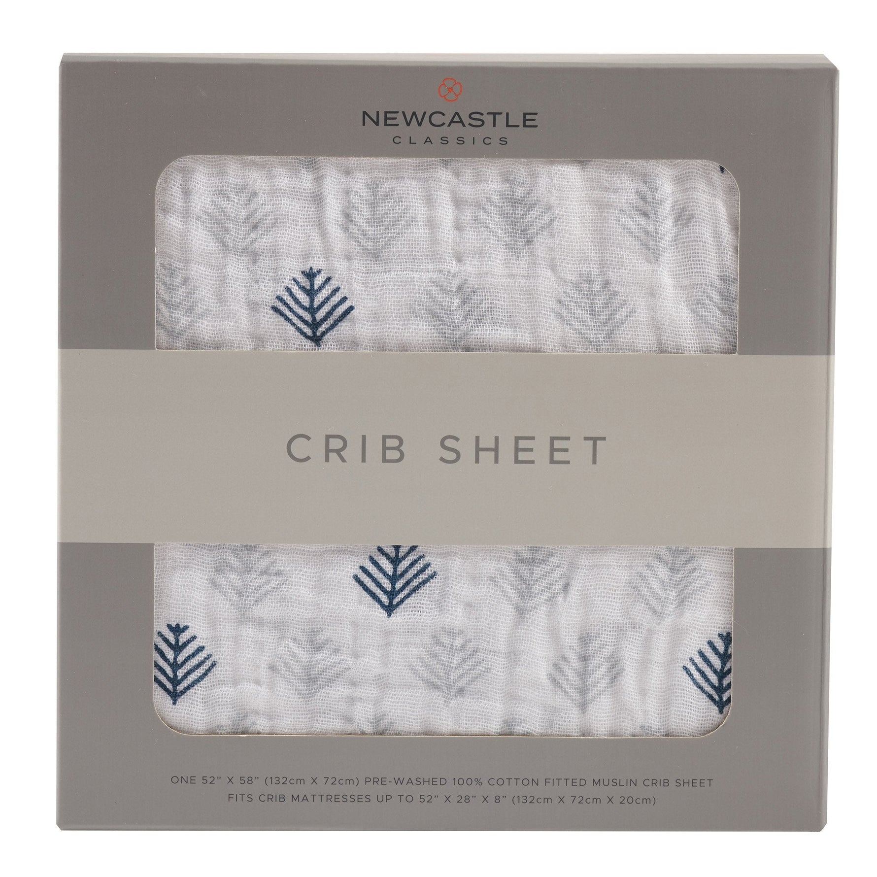 Newcastle Classics Glacier Branch Cotton Muslin Crib Sheet for Standard Mattresses 28x52 Inches - Furniture > Baby & Toddler Furniture > Crib & Toddler Bed Accessories Cotton Crib Sheet