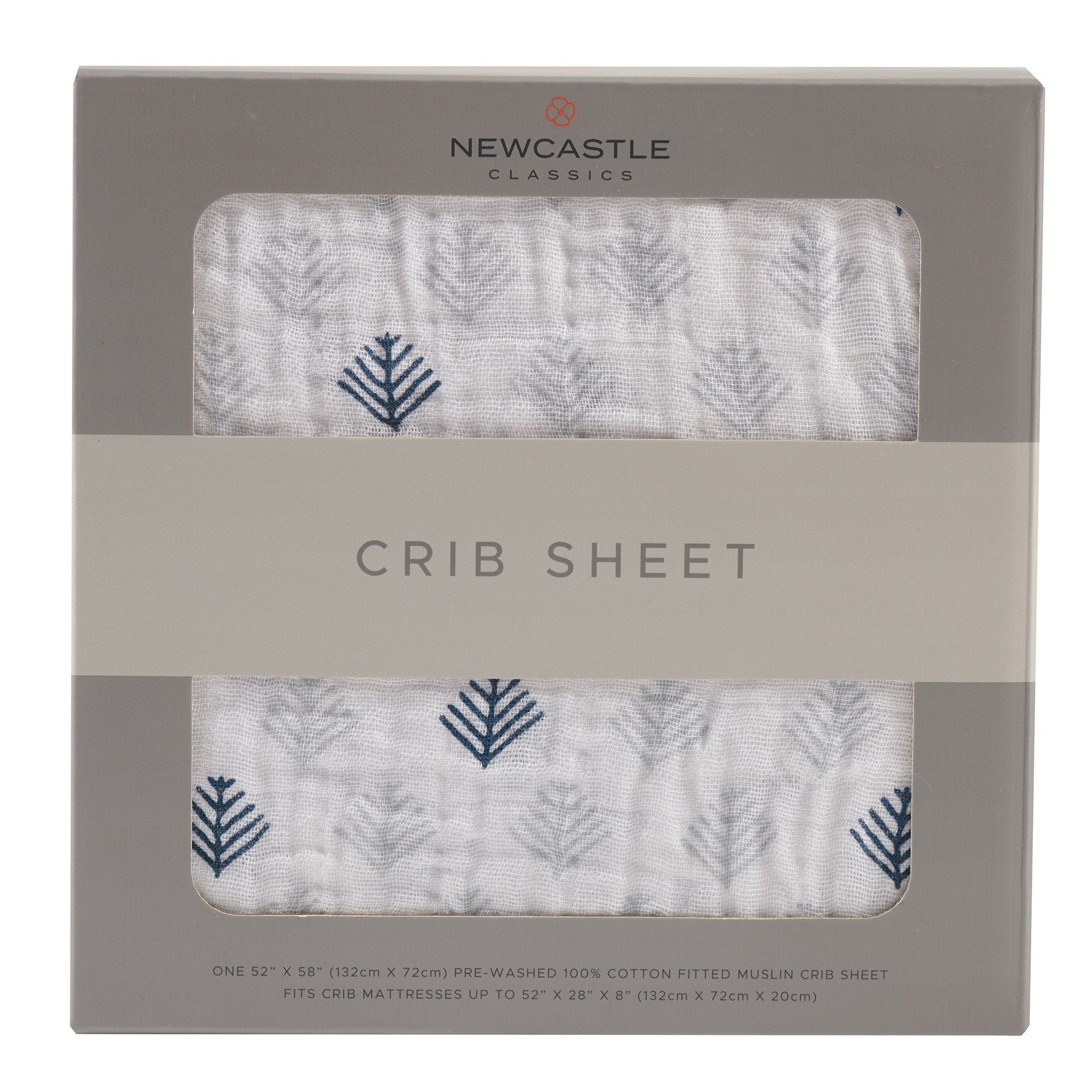Glacier Branch Cotton Muslin Crib Sheet for Standard Mattresses 28x52 Inches Newcastle Classics