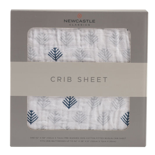 Glacier Branch Cotton Muslin Crib Sheet for Standard Mattresses 28x52 Inches Newcastle Classics