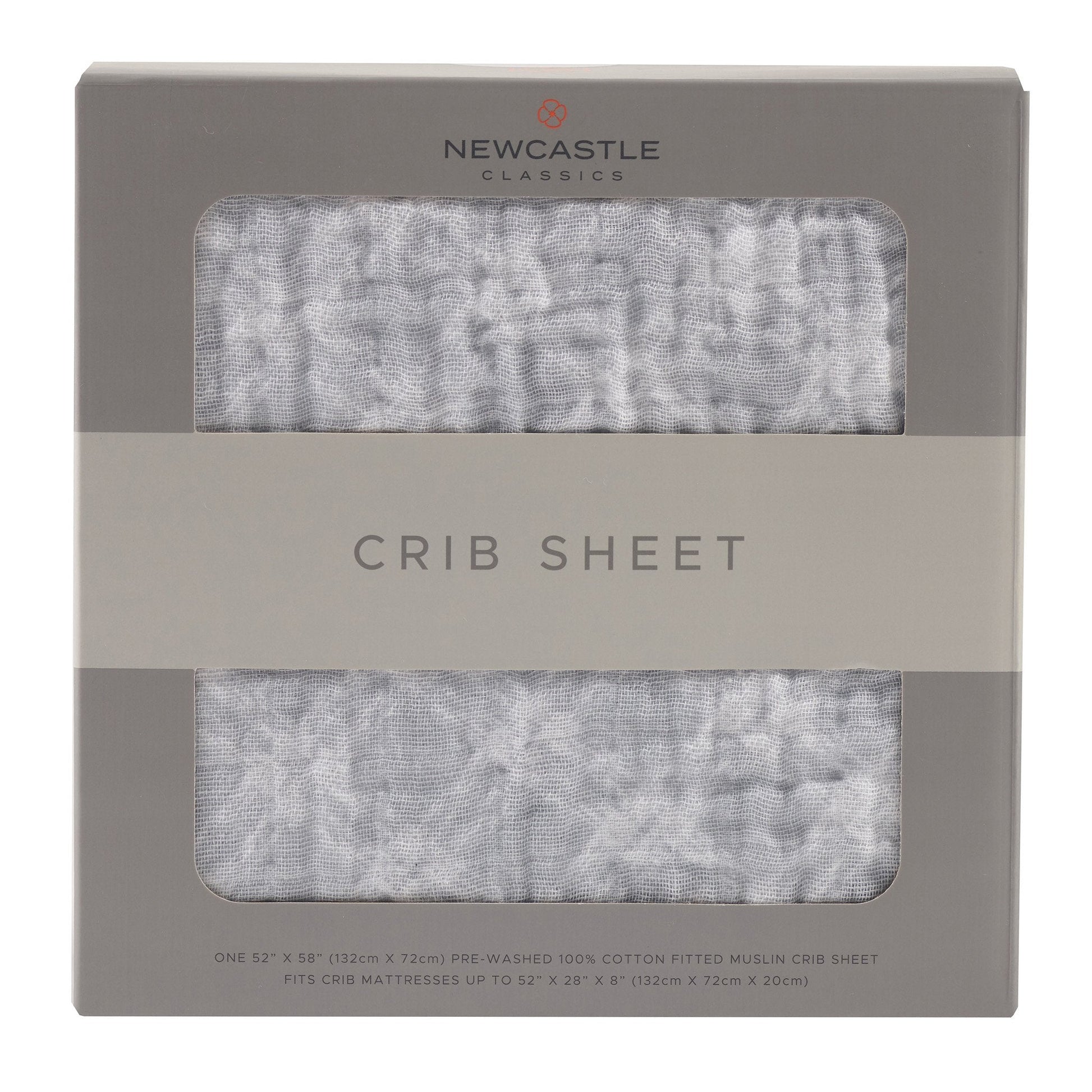Glacier Grey Plaid Cotton Muslin Crib Sheet 100 Percent Natural Breathable Soft Material Newcastle Classics