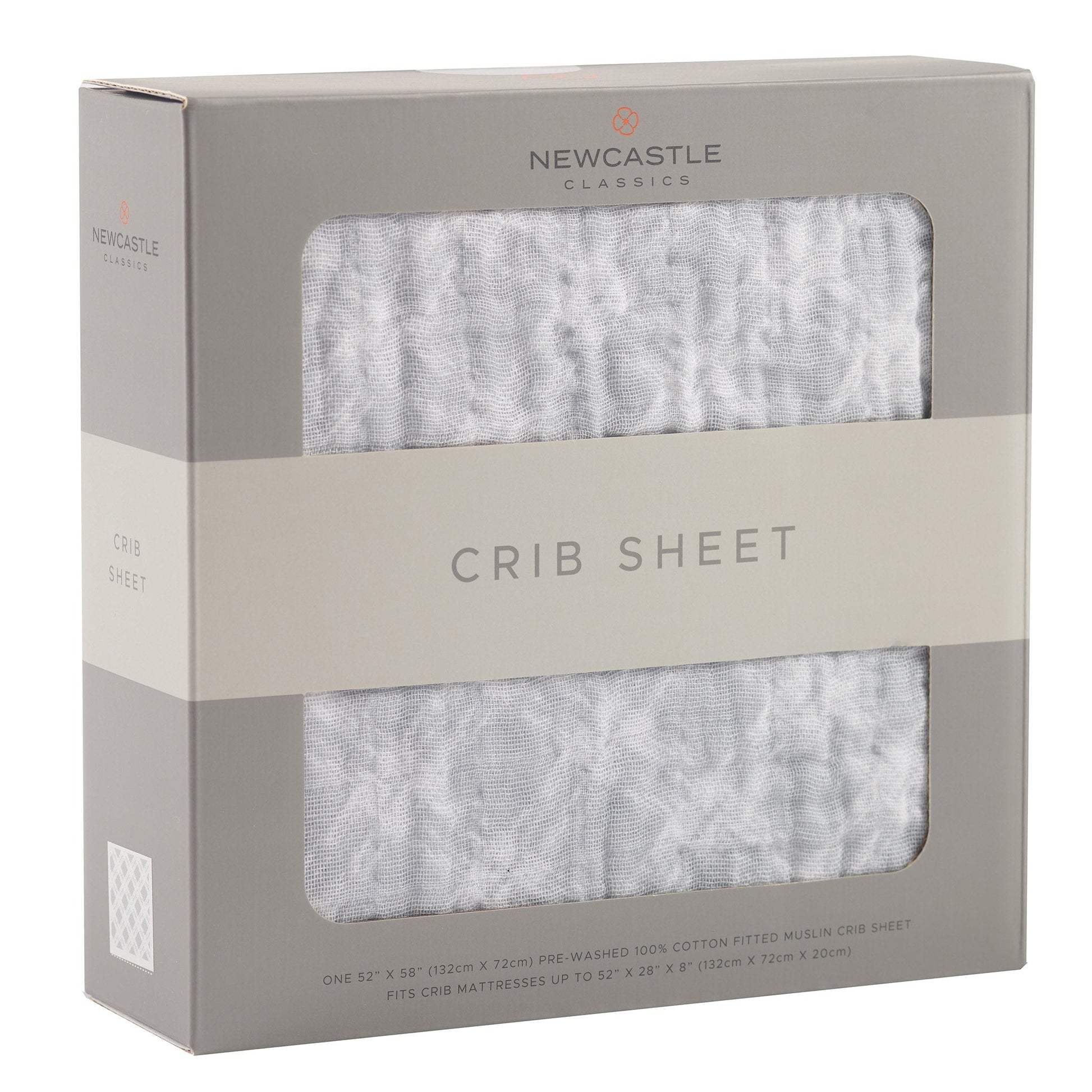 Glacier Grey Plaid Cotton Muslin Crib Sheet 100 Percent Natural Breathable Soft Material Newcastle Classics