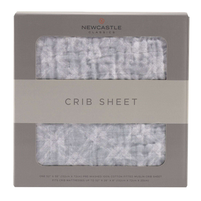 Glacier Grey Plaid Cotton Muslin Crib Sheet - Everetts Place: Online Boutique - Blankets & Pillows