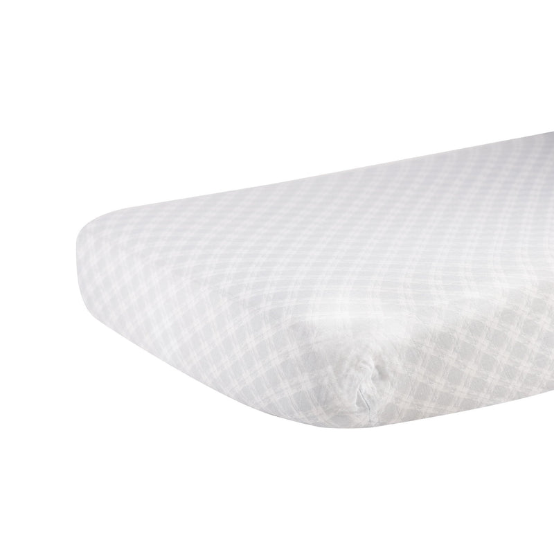Glacier Grey Plaid Cotton Muslin Crib Sheet 100 Percent Natural Breathable Soft Material Newcastle Classics