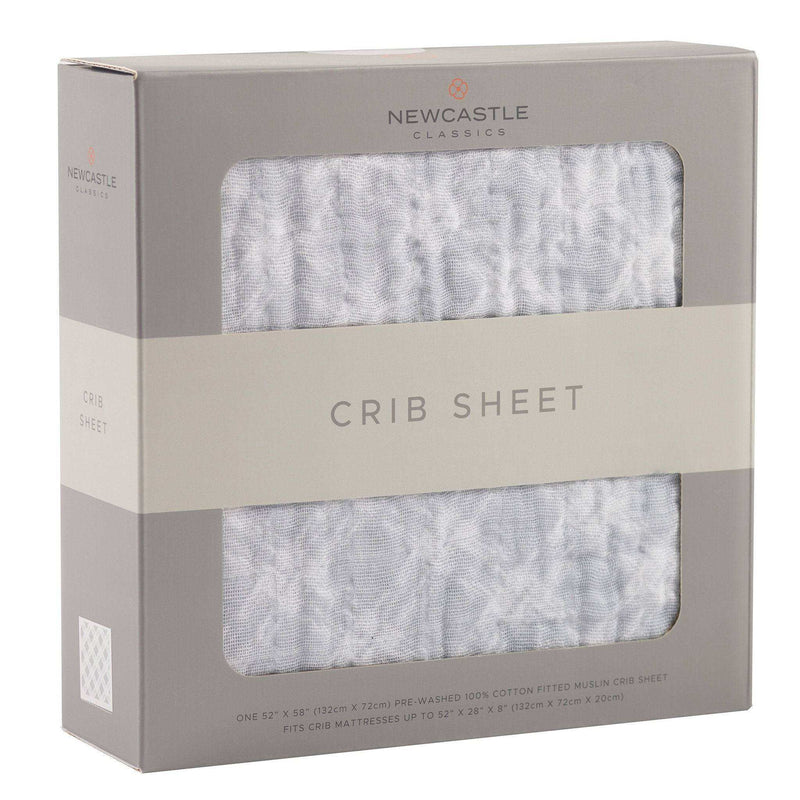 Glacier Grey Plaid Cotton Muslin Crib Sheet - Everetts Place: Online Boutique - Blankets & Pillows