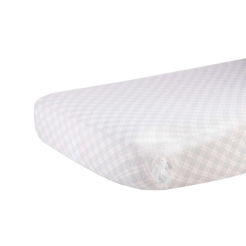 Glacier Grey Plaid Cotton Muslin Crib Sheet - Everetts Place: Online Boutique - Blankets & Pillows