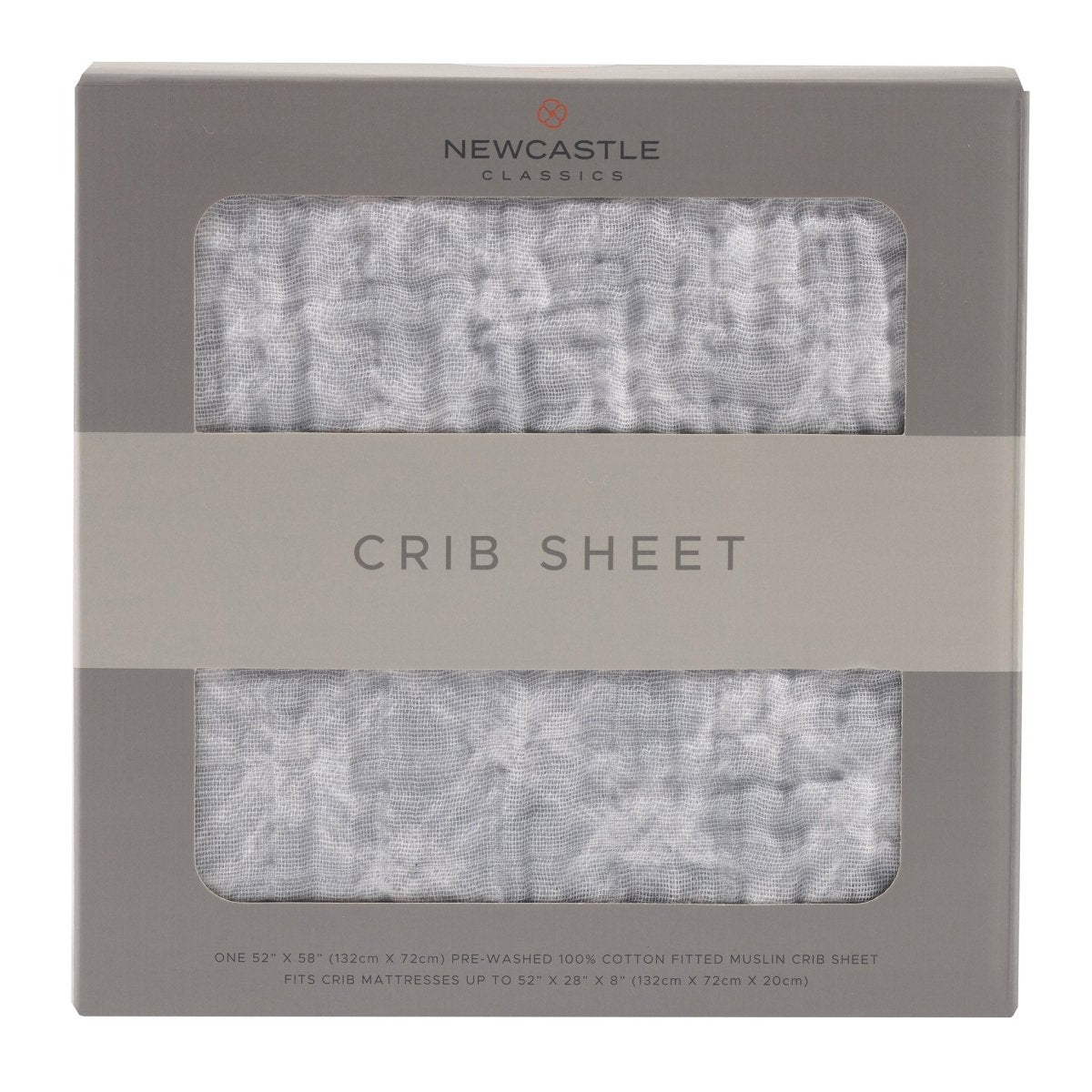 Newcastle Classics Glacier Grey Plaid Cotton Muslin Crib Sheet for Comfortable Baby Sleep - 