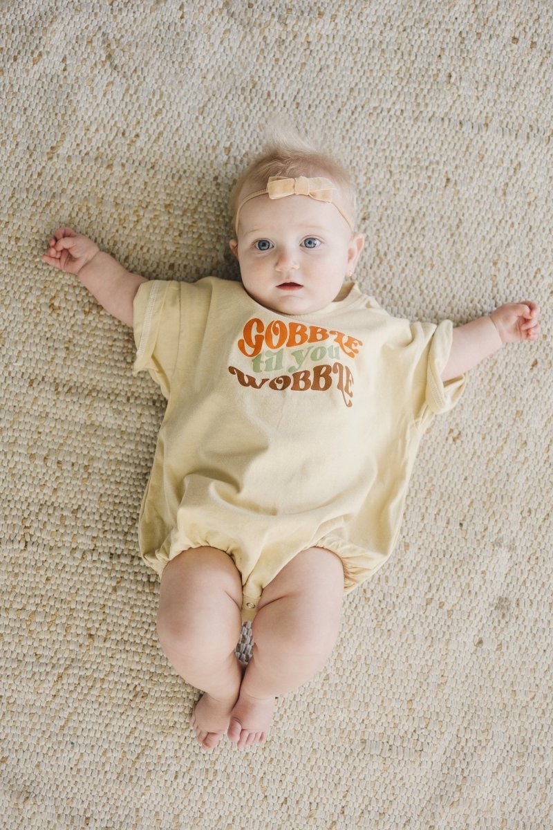Little Joy Co. Gobble Til You Wobble T-Shirt Romper - 