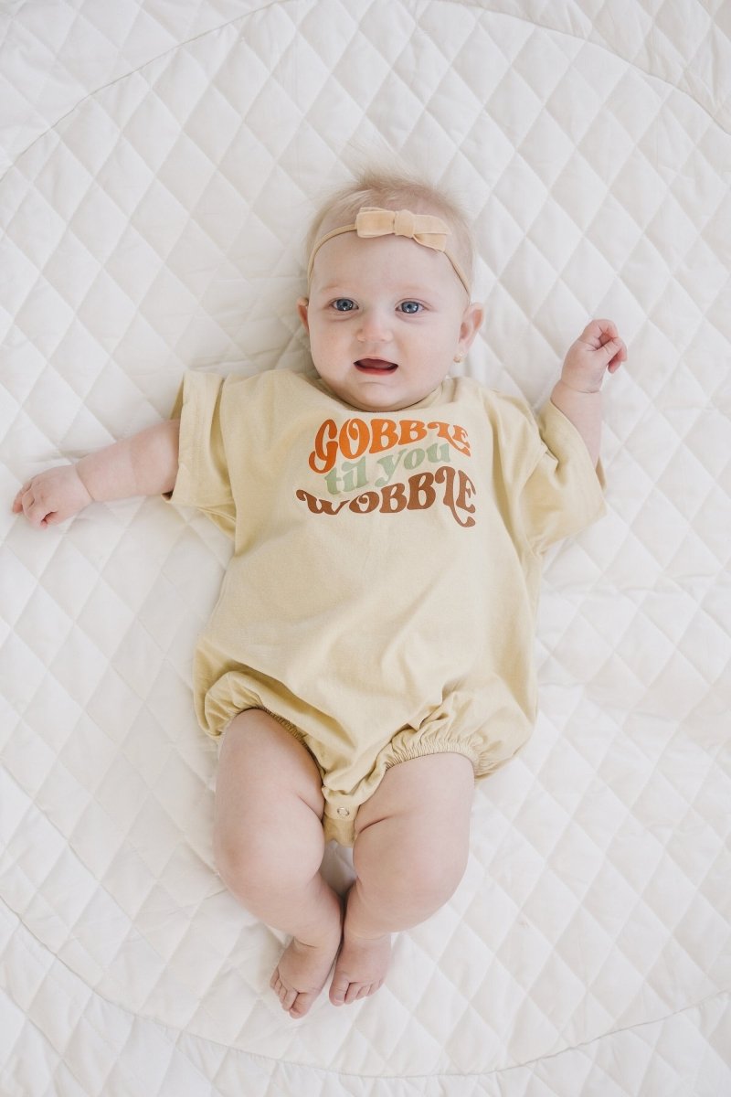 Little Joy Co. Gobble Til You Wobble T-Shirt Romper - 