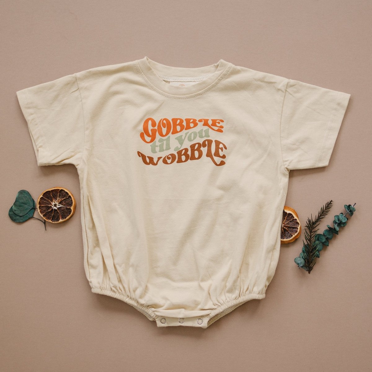 Little Joy Co. Gobble Til You Wobble T-Shirt Romper - 