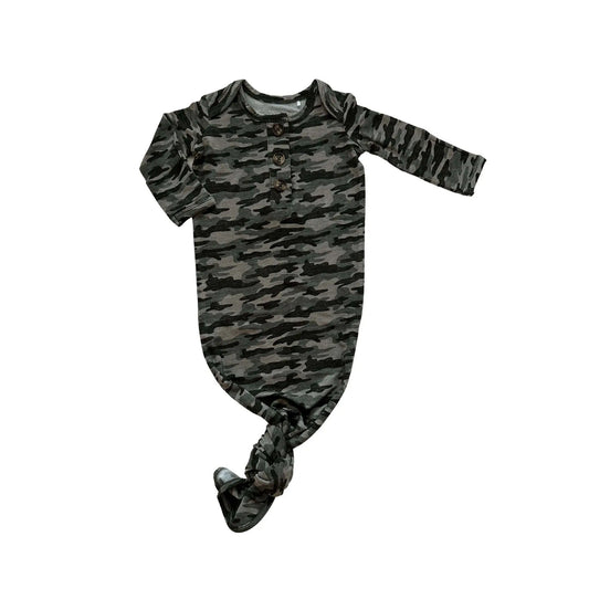 Going Home Outfit Knotted Bamboo Baby Gown Camo for Comfort Harp Angel Boutique
